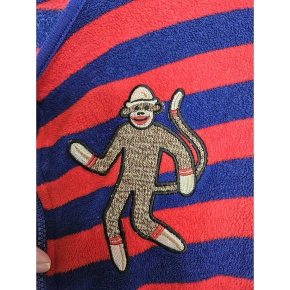 Nick & Nora Red Blue Stripe Sock Monkey Footed Pajamas Sleepwear Sz S Women's‎ - Picture 4 of 6
